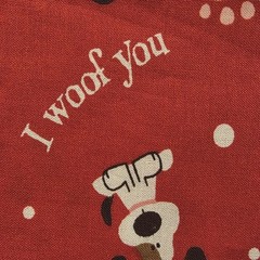 (2) Fat Quarters “I Woof You” Valentines Cotton Fabric (approx 17.5 x 22″)