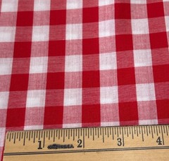 Red & White Gingham Cotton Fabric 1/2 yard x 44″ Crafts Sewing Projects