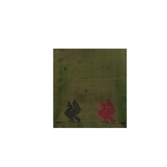 Vintage Green Dual Tone 100% Silk Handwoven Sari Remnant 5YD Craft Fabric Scrap