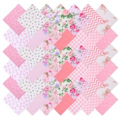 42 PCS Pink 5×5 Inch Charm Packs Precut Cotton Quilting Fabric Squares Floral