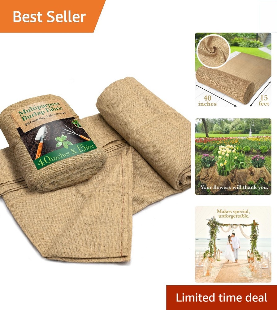 40″ x 15′ Multipurpose Burlap Roll – Natural Jute for Creative DIY & Gifts