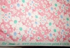 pink 1930s feed sack reproduction floral fabric Apron Strings Chloe’s Closet BTY