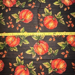Fall Autumn Orange Pumpkins Brown Wood Background Quilters Cotton Fabric Remnant