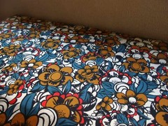 Fabric Mustard Blue Floral Density stretch cotton 54″ x 36″ 84