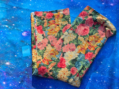 SINGLE PIECE fabric flowers floral roses 14″WX42″L cotton