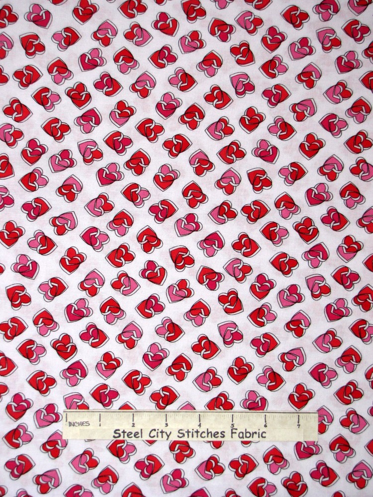 Heart Fabric – Valentine Hearts Benartex Kanvas Studio Smoochies #5266 – Yard