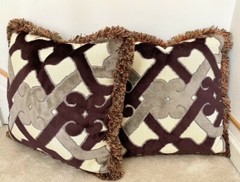 Pair of 20″ Custom Throw Pillows with Century Fabric & Trim