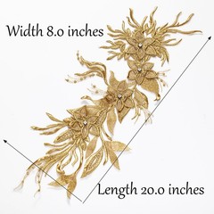Phoenix Peacock Feather Tail Fabric Beaded Lace Applique,3D Embroidered Flowe…