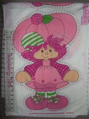 1981 RASBERRY TART fabric pillow panel cut and sew doll vintage Strawberry