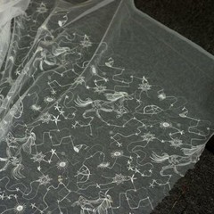 Colorful Sequins Stars Unicorn Lace Fabric Wedding Constellation Lace Fabric 1YD