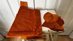 Rust Orange Textured Velvet Upholstery Fabric Cut Craft Sewing Decor #30