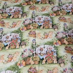 Susan Winget Bunnies Scenic Easter Fabric Cotton Quilting 65×43″ 1.81 Yards
