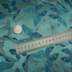 Light Blue Satin Silky Fabric Butterfly Printed 115cm Wide Dress Sew DIY Costume