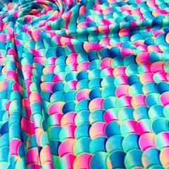 Spandex Fabric Pastel Mermaid Scales Print 4way Stretch by the yard for Swimwear