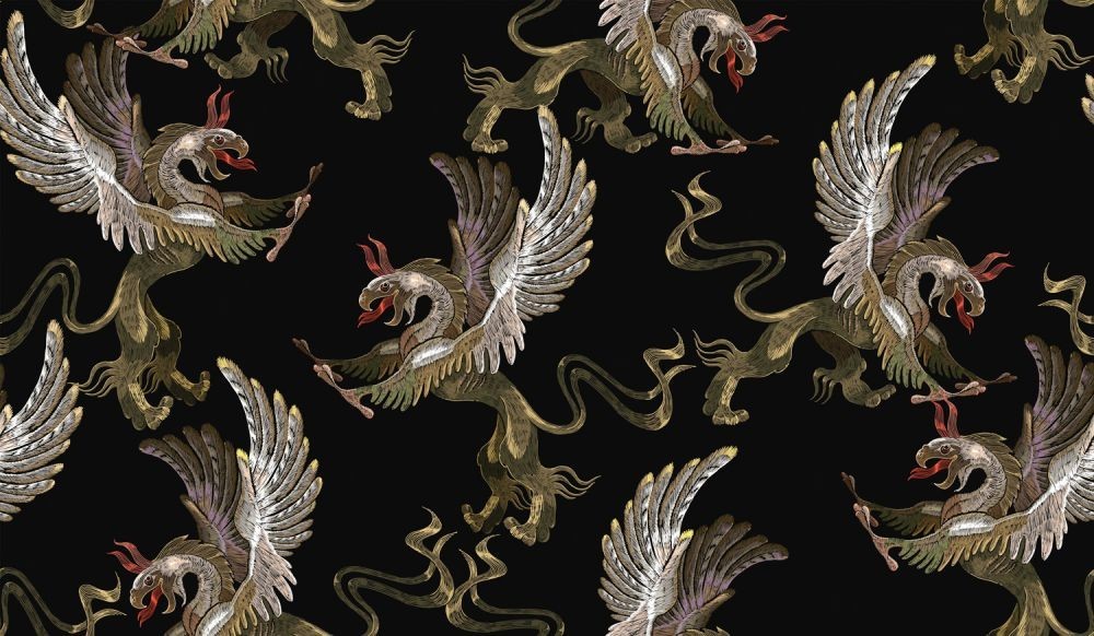Flying Dragons Allover Cotton Fabric