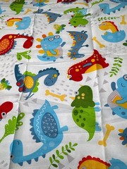 Dinosaur-Themed Cotton Fabric 18″ x 21″ Vibrant Colors DIY Sewing Craft Material