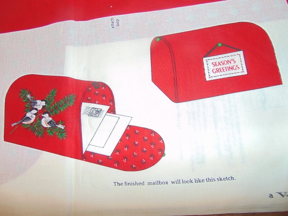 VIP Cranston Fabric Panel Christmas Mailbox Chickadee Christmas Cut & Sew