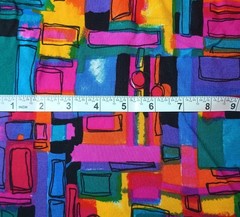 Vintage Vibrant Abstract Print Apparel Weight Fabric 3 1/2 Yards Lightweight