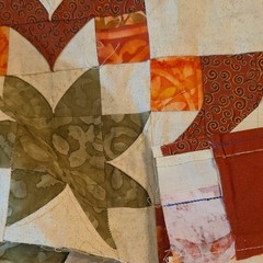 JOANN Swirl Cat Fabric Remnants Lot Brown Orange Cream Green Quilting Crafts