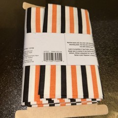Loops & Threads Fabric, 1 Yard Precut 36″ x 44″, Orange, White and Black Stripes