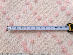 Blush Pink White Vtg Chenille Bedspread Fabric 18×24″ Geometric Diamond Puffs