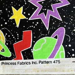 VTG NEW Fabric Outer Space Princess Fabrics Galaxy Planets Moons Stars 94”x45”