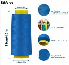StiVerse 1800 Yards Hot Pink Thread, All Purpose Thread for 40S/2, 001-Pink