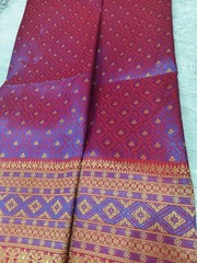 Purple Red Thai Silk Fabric Traditional Pattern Ideal for Dress & Skirts
