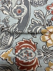 3 Yd Kravet Fabric Linen Drapery Upholstery Blue Orange Yellow White Floral