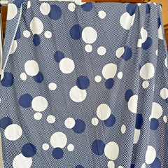 Mod Polka Dot Fabric Navy Blue White Vintage Klopman Mills Cotton Blend 7.5 yds