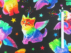Timeless Treasures Rainbow Unicorn Winged Cats cotton fabric, #CAT-C7198, BTY