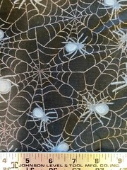 Headgear BTY Fabri-Quilt Spiders Halloween Black White Silver Fabric 9794 NEW
