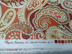 NOS Bryant Fabric Upholstery Fall Colors Paisley 56X3YDS Cottage Heritage Orange