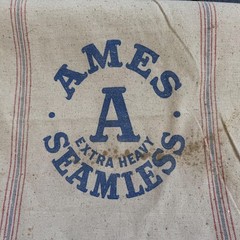 Vintage Ames Seamless Old Heavy Canvas Style Stripe Seed Sag or Bag