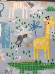 Sweet Jungle Animals On Baby Blue Super Snuggle Cotton Flannel Fabric BTY