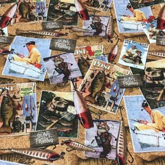 Fabric Saturday Evening Post Print Crafts Sewing Remnant 18 X 42