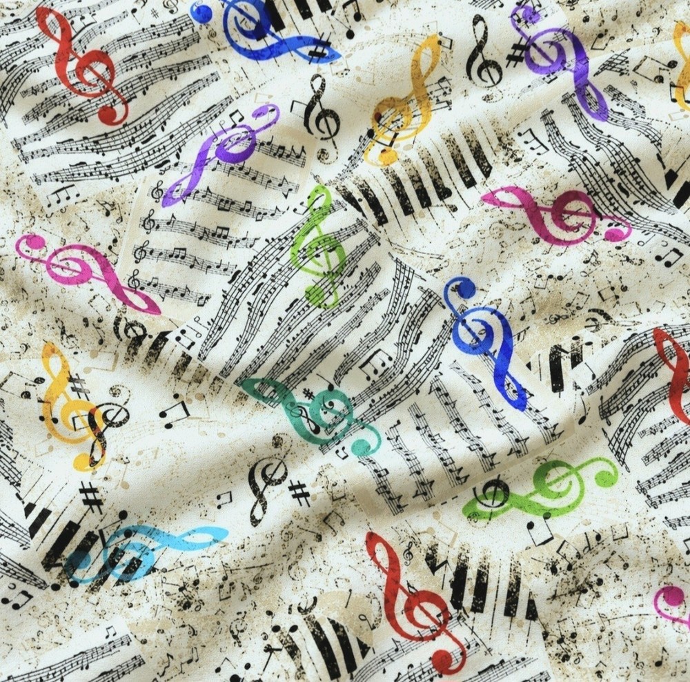 Timeless Treasures Jazz Fusion Piano Music Notes Cotton Quilt Fabric by the Yard