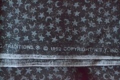 By 1/2 Yd, Vintage 1992, Metallic-Silver & Gray on Black/Fabric Traditions,N1096