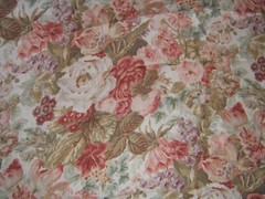 Stroheim & Romann, Fennick, Screen Print Floral, BTY, Color Carnelian and Green