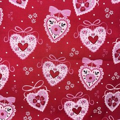 Valentine Hearts FAT 8 Large Scrap 10x 22 Red Pink Hearts And Flowers Fabric