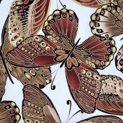 Shimmer Butterflies Metallic Gold On Cream Cotton CM9294 Timeless Treasures BTY