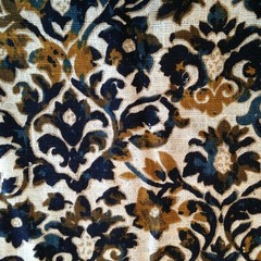 Linen Upholstery Fabric 2x3yds Screen Print 5th Ave Design Scroll Leaf Vintage
