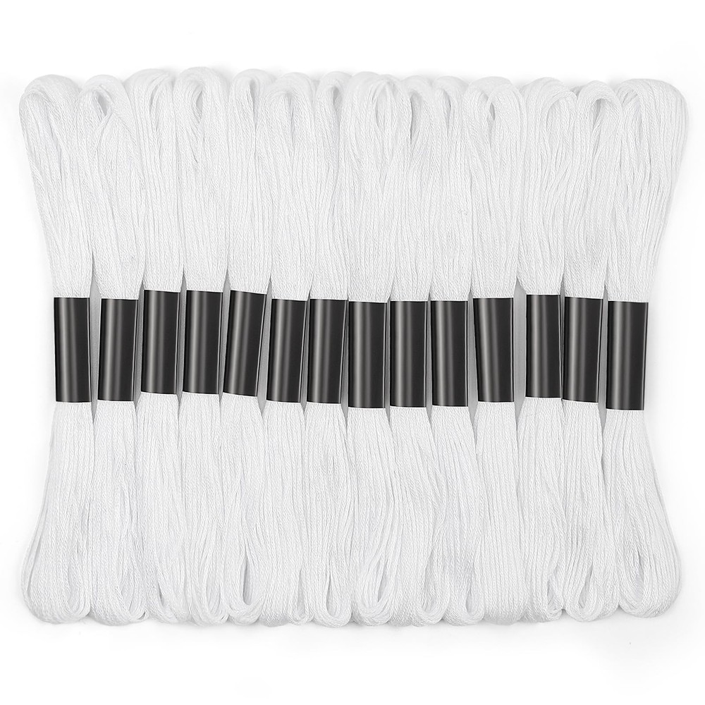 14 Skeins White Embroidery Thread: Floss 120 120 Yards,