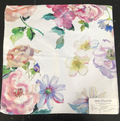 JANE CHURCHILL Mayflower in Pink, Green 17 1/2″ Cotton Floral Fabric Sample