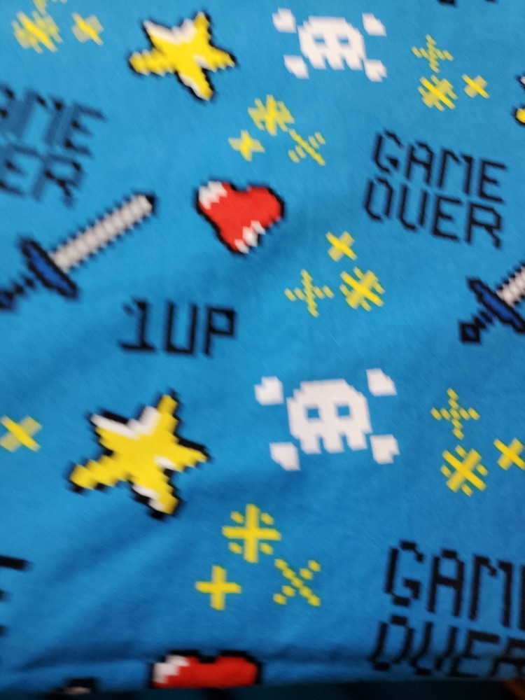 Fabric David Textiles Video Game Over Blue 1 Up Skull Minecraft 1ydx44″ Cotton