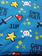 Fabric David Textiles Video Game Over Blue 1 Up Skull Minecraft 1ydx44″ Cotton