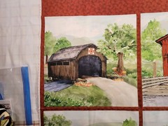 Fabric Panel – Covered Bridges Barn Art Quilt Blake Designs Wall Crafts 34×42″