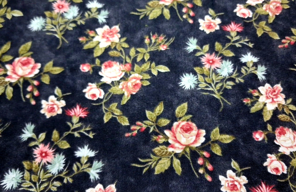 BTY BELLA by Ro Gregg Paintbrush Studio 120-069 Black w/Red Floral Cotton Fabric