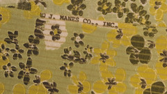 Vtg J Manes Floral Shades of Green Muted Stripe Cotton Fabric 1 Yd X 35″ w Pc