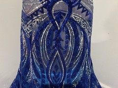 Royal Silver Embroidered SEQUINS Lace fabric 50” Width Sold By The Yard